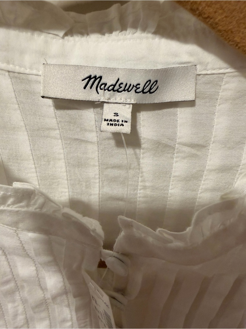 Madewell Ruffled High-Neck Pintuck Blouse size S - Picture 12 of 13